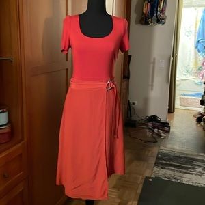 Guess Marciano burnt orange dress with lined wrap skirt